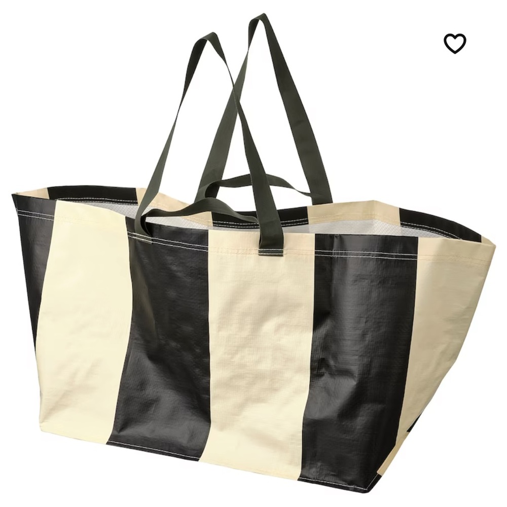 Ikea SÄCKKÄRRA Shopping Bag Tote Limited Edition Stripe Black Off White Storage